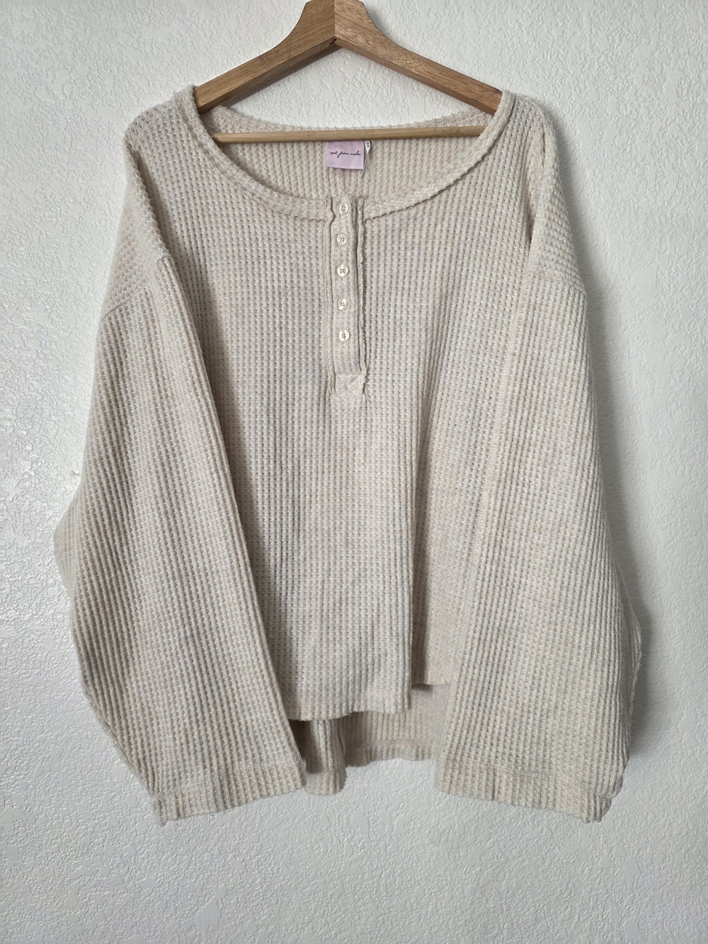 Urban Outfitters  Out From UNDERCream Waffle Henley Sweater Tee